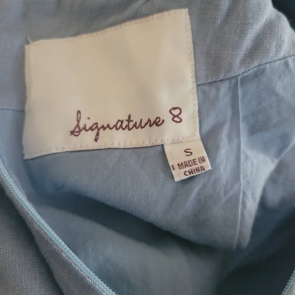 Light Wash Criss Cross Open Back Romper (Size S) Linen Flare Short Shorts - Picture 6 of 10